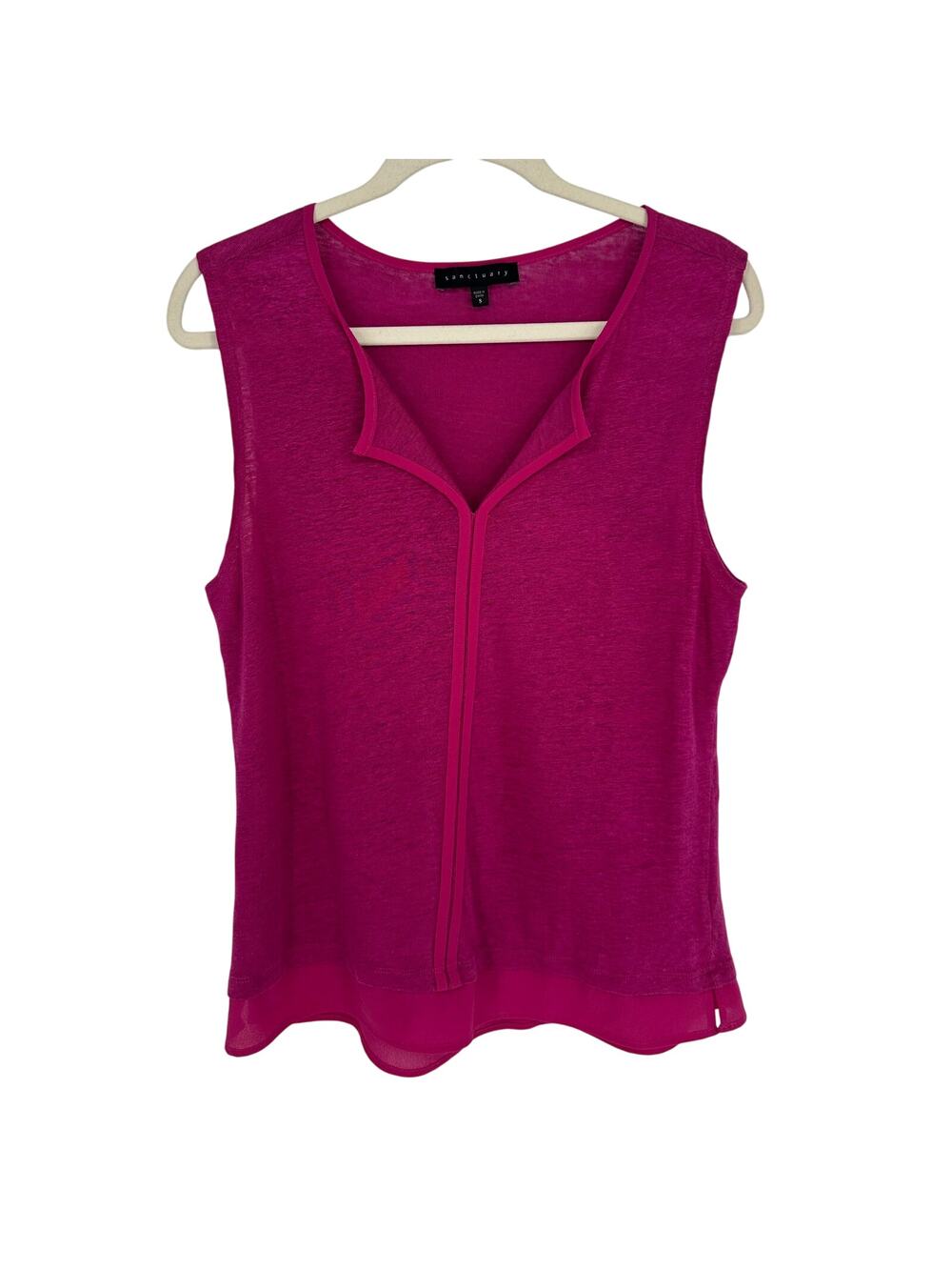 Anthropologie Sanctuary Linen Blouse Women S Pink Sleeveless V-Neck Workwear Top